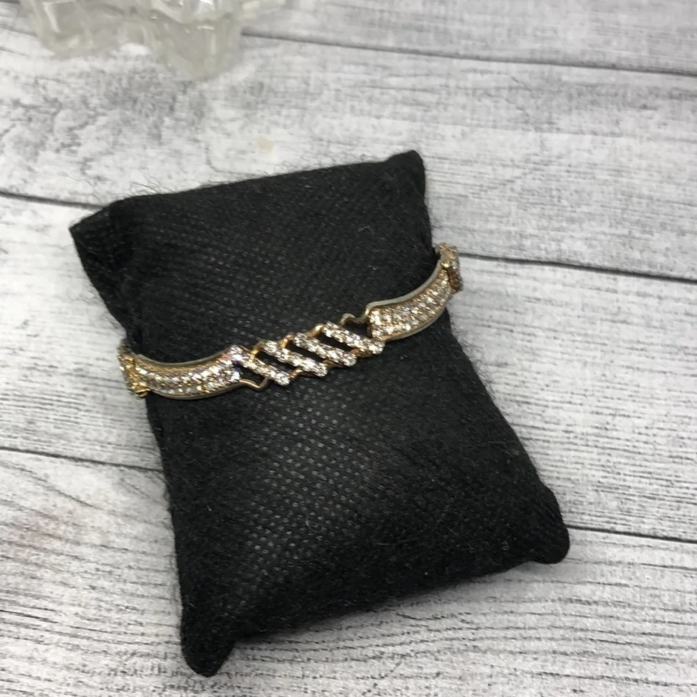 Vintage mixed metal gold/silver tone glam bangle bracelet small wrist